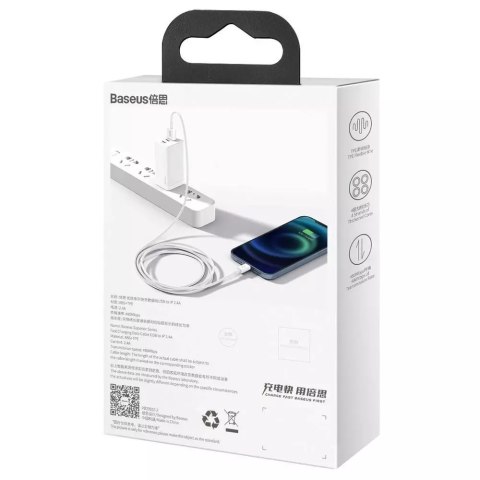 Joyroom Baseus Superior kabel USB - Lightning 2,4A 2 m Biały (CALYS-C02) Joyroom Baseus Superior kabel USB - Lightning 2,4A 2 m Biały (CALYS-C02)