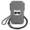 Karl Lagerfeld Karl Lagerfeld Torebka KLHCP12LOPHCHG 6,7" szary/grey hardcase Saffiano Ikonik Choupette Head