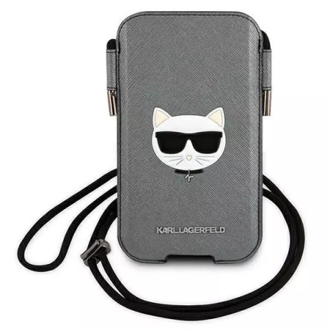 Karl Lagerfeld Karl Lagerfeld Torebka KLHCP12LOPHCHG 6,7" szary/grey hardcase Saffiano Ikonik Choupette Head Karl Lagerfeld Karl Lagerfeld Torebka KLHCP12LOPHCHG 6,7" szary/grey hardcase Saffiano Ikonik Choupette Head
