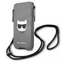 Karl Lagerfeld Karl Lagerfeld Torebka KLHCP12LOPHCHG 6,7" szary/grey hardcase Saffiano Ikonik Choupette Head