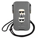 Karl Lagerfeld Karl Lagerfeld Torebka KLHCP12LOPHKCG 6,7" szary/grey hardcase Saffiano Ikonik Karl&Choupette Head