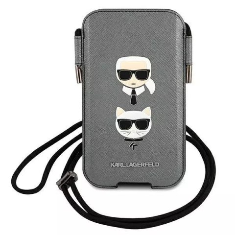 Karl Lagerfeld Karl Lagerfeld Torebka KLHCP12LOPHKCG 6,7" szary/grey hardcase Saffiano Ikonik Karl&Choupette Head Karl Lagerfeld Karl Lagerfeld Torebka KLHCP12LOPHKCG 6,7" szary/grey hardcase Saffiano Ikonik Karl&Choupette Head