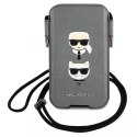 Karl Lagerfeld Karl Lagerfeld Torebka KLHCP12MOPHKCG 6,1" szary/grey hardcase Saffiano Ikonik Karl&Choupette Head