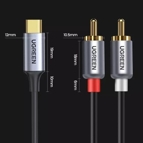 UGreen Kabel UGREEN przewód audio dźwiękowy USB Typ C (męski) - 2RCA (męski) 1,5m szary (20193 CM451) UGreen Kabel UGREEN przewód audio dźwiękowy USB Typ C (męski) - 2RCA (męski) 1,5m szary (20193 CM451)