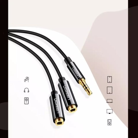 UGreen Kabel UGREEN przewód rozdzielacz słuchawkowy 3,5 mm mini jack AUX 25cm czarny (20816) UGreen Kabel UGREEN przewód rozdzielacz słuchawkowy 3,5 mm mini jack AUX 25cm czarny (20816)