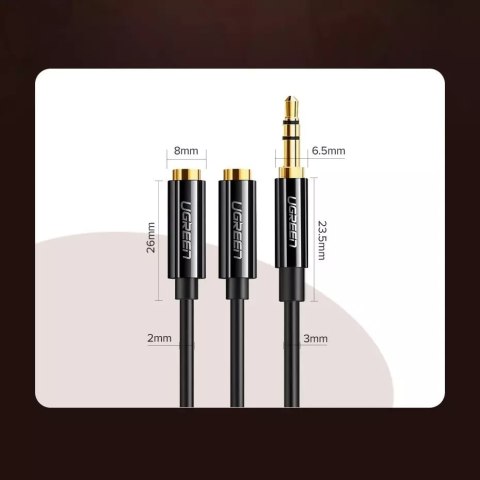 UGreen Kabel UGREEN przewód rozdzielacz słuchawkowy 3,5 mm mini jack AUX 25cm czarny (20816) UGreen Kabel UGREEN przewód rozdzielacz słuchawkowy 3,5 mm mini jack AUX 25cm czarny (20816)
