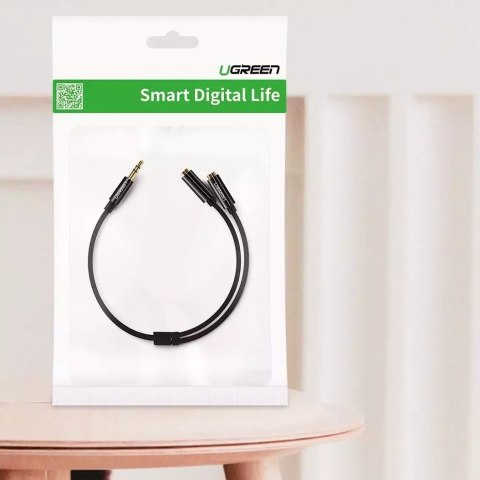 UGreen Kabel UGREEN przewód rozdzielacz słuchawkowy 3,5 mm mini jack AUX 25cm czarny (20816) UGreen Kabel UGREEN przewód rozdzielacz słuchawkowy 3,5 mm mini jack AUX 25cm czarny (20816)