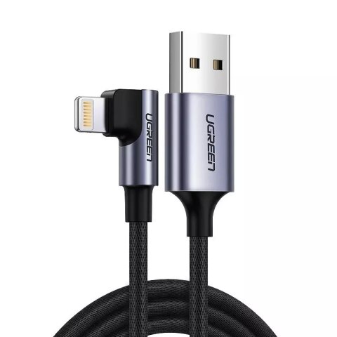 UGreen Kątowy kabel UGREEN przewód USB - Lightning MFI 1m 2,4A czarny (60521) UGreen Kątowy kabel UGREEN przewód USB - Lightning MFI 1m 2,4A czarny (60521)