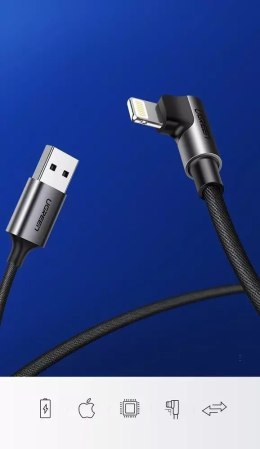 UGreen Kątowy kabel UGREEN przewód USB - Lightning MFI 1m 2,4A czarny (60521)