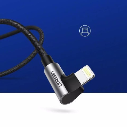 UGreen Kątowy kabel UGREEN przewód USB - Lightning MFI 1m 2,4A czarny (60521) UGreen Kątowy kabel UGREEN przewód USB - Lightning MFI 1m 2,4A czarny (60521)