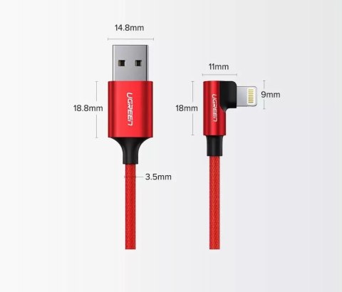 UGreen Kątowy kabel UGREEN przewód USB - Lightning MFI 1m 2,4A czarny (60521) UGreen Kątowy kabel UGREEN przewód USB - Lightning MFI 1m 2,4A czarny (60521)