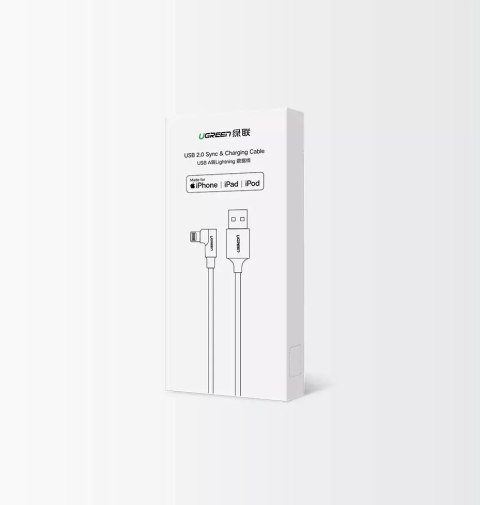 UGreen Kątowy kabel UGREEN przewód USB - Lightning MFI 1m 2,4A czarny (60521) UGreen Kątowy kabel UGREEN przewód USB - Lightning MFI 1m 2,4A czarny (60521)