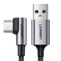 UGreen Ugreen kątowy kabel przewód USB - USB Typ C 2m 3A szary (50942)