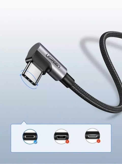 UGreen Ugreen kątowy kabel przewód USB - USB Typ C 2m 3A szary (50942) UGreen Ugreen kątowy kabel przewód USB - USB Typ C 2m 3A szary (50942)