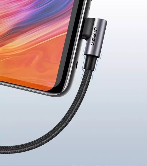UGreen Ugreen kątowy kabel przewód USB - USB Typ C 2m 3A szary (50942) UGreen Ugreen kątowy kabel przewód USB - USB Typ C 2m 3A szary (50942)