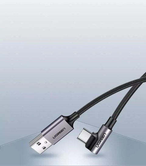 UGreen Ugreen kątowy kabel przewód USB - USB Typ C 2m 3A szary (50942) UGreen Ugreen kątowy kabel przewód USB - USB Typ C 2m 3A szary (50942)
