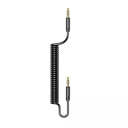 Usams USAMS Adapter Spring audio jack 3,5mm -3,5mm 1,2m czarny/black SJ256YP01 (US-SJ256)