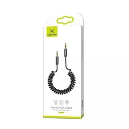 Usams USAMS Adapter Spring audio jack 3,5mm -3,5mm 1,2m czarny/black SJ256YP01 (US-SJ256)