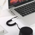 Usams USAMS Adapter Spring audio jack 3,5mm -3,5mm 1,2m czarny/black SJ256YP01 (US-SJ256)