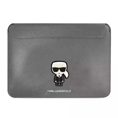 Karl Lagerfeld Karl Lagerfeld Sleeve KLCS16PISFG 16" srebrny/silver Saffiano Ikonik Karl Karl Lagerfeld Karl Lagerfeld Sleeve KLCS16PISFG 16" srebrny/silver Saffiano Ikonik Karl