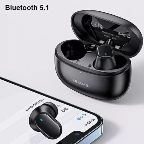 Usams Słuchawki Bluetooth 5.1 USAMS TWS BH series bezprzewodowe czarny/black BHUBH01 Usams Słuchawki Bluetooth 5.1 USAMS TWS BH series bezprzewodowe czarny/black BHUBH01
