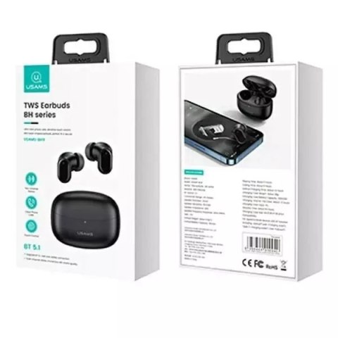 Usams Słuchawki Bluetooth 5.1 USAMS TWS BH series bezprzewodowe czarny/black BHUBH01 Usams Słuchawki Bluetooth 5.1 USAMS TWS BH series bezprzewodowe czarny/black BHUBH01