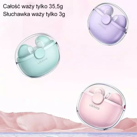 Usams Słuchawki Bluetooth 5.1 USAMS TWS BU series bezprzewodowe fioletowy/purple BHUBU02 Usams Słuchawki Bluetooth 5.1 USAMS TWS BU series bezprzewodowe fioletowy/purple BHUBU02