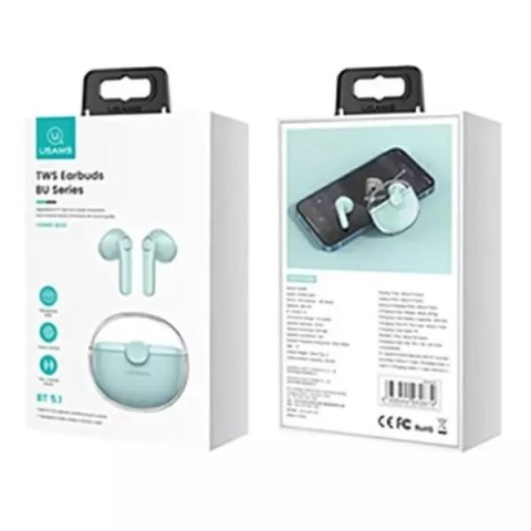 Usams Słuchawki Bluetooth 5.1 USAMS TWS BU series bezprzewodowe zielony/green BHUBU03 Usams Słuchawki Bluetooth 5.1 USAMS TWS BU series bezprzewodowe zielony/green BHUBU03