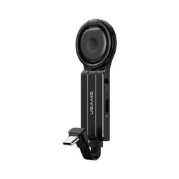 Usams USAMS Adapter AU11 2w1 USB-C - 3,5mm +USB-C + ring holder czarny/black SJ359TC01 (US-SJ359)