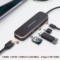 Usams USAMS Adapter HUB 2xUSB + USB-C + HDMI + Micro SD+SD czarny/black SJ575HUB01 (US-SJ575)