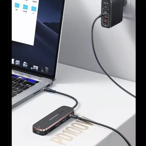Usams USAMS Adapter HUB 2xUSB + USB-C + HDMI + Micro SD+SD czarny/black SJ575HUB01 (US-SJ575) Usams USAMS Adapter HUB 2xUSB + USB-C + HDMI + Micro SD+SD czarny/black SJ575HUB01 (US-SJ575)