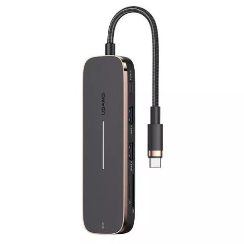 Usams USAMS Adapter HUB 2xUSB + USB-C + HDMI + Micro SD+SD czarny/black SJ575HUB01 (US-SJ575) Usams USAMS Adapter HUB 2xUSB + USB-C + HDMI + Micro SD+SD czarny/black SJ575HUB01 (US-SJ575)