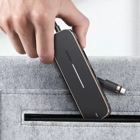 Usams USAMS Adapter HUB 2xUSB + USB-C + HDMI + Micro SD+SD czarny/black SJ575HUB01 (US-SJ575) Usams USAMS Adapter HUB 2xUSB + USB-C + HDMI + Micro SD+SD czarny/black SJ575HUB01 (US-SJ575)