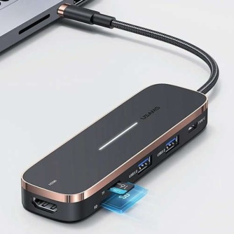 Usams USAMS Adapter HUB 3xUSB + USB-C + HDMI czarny/black SJ578HUB01 (US-SJ578) Usams USAMS Adapter HUB 3xUSB + USB-C + HDMI czarny/black SJ578HUB01 (US-SJ578)