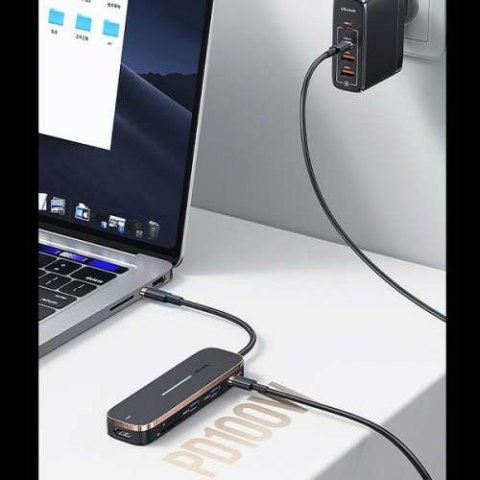 Usams USAMS Adapter HUB 3xUSB + USB-C + HDMI czarny/black SJ578HUB01 (US-SJ578) Usams USAMS Adapter HUB 3xUSB + USB-C + HDMI czarny/black SJ578HUB01 (US-SJ578)