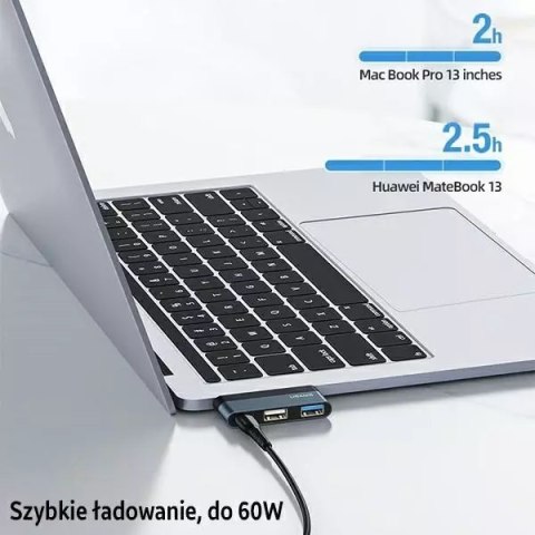 Usams USAMS Adapter HUB USB 3.0/USB-C/Micro SD szary/grey SJ491HUB01 (US-SJ491) Usams USAMS Adapter HUB USB 3.0/USB-C/Micro SD szary/grey SJ491HUB01 (US-SJ491)