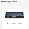 Usams USAMS Adapter HUB USB 3.0/USB-C/Micro SD szary/grey SJ491HUB01 (US-SJ491)