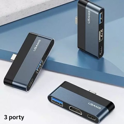 Usams USAMS Adapter HUB USB 3.0/USB-C/Micro SD szary/grey SJ491HUB01 (US-SJ491) Usams USAMS Adapter HUB USB 3.0/USB-C/Micro SD szary/grey SJ491HUB01 (US-SJ491)