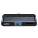 Usams USAMS Adapter HUB USB 3.0/USB-C/Micro SD szary/grey SJ491HUB01 (US-SJ491)