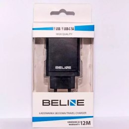 Beline Ładowarka sieciowa Beline 1xUSB i 1xUSB-C 5A 18W czarny/black (only head)