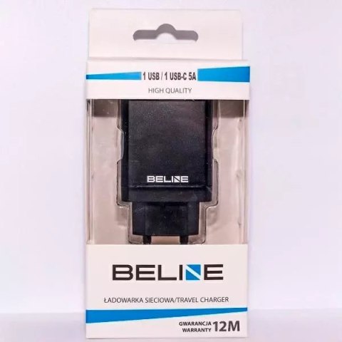 Beline Ładowarka sieciowa Beline 1xUSB i 1xUSB-C 5A 18W czarny/black (only head) Beline Ładowarka sieciowa Beline 1xUSB i 1xUSB-C 5A 18W czarny/black (only head)