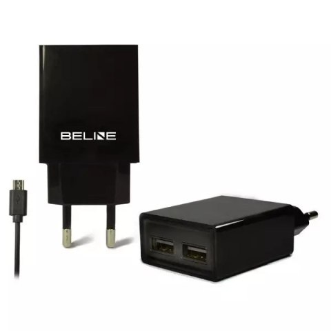 Beline Ładowarka sieciowa Beline 2x USB + microUSB 2A czarna/black Beline Ładowarka sieciowa Beline 2x USB + microUSB 2A czarna/black