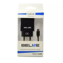 Beline Ładowarka sieciowa Beline 2x USB + microUSB 2A czarna/black