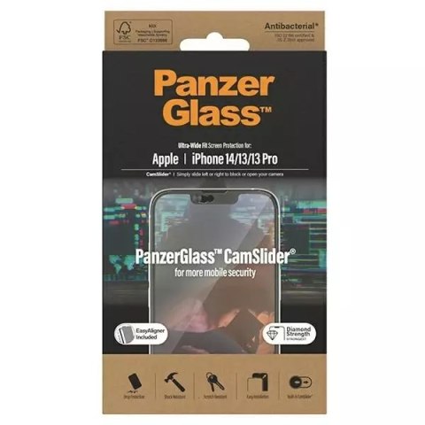 PanzerGlass Szkło PanzerGlass Ultra-Wide Fit do iPhone 14 / 13 / 13 Pro / 16e 6.1" Screen Protection CamSlider Antibacterial Easy Aligner In PanzerGlass Szkło PanzerGlass Ultra-Wide Fit do iPhone 14 / 13 / 13 Pro / 16e 6.1" Screen Protection CamSlider Antibacterial Easy Aligner In
