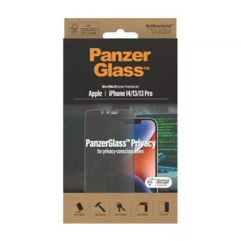 PanzerGlass Szkło PanzerGlass Ultra-Wide Fit do iPhone 14 / 13 Pro / 13 / 16e 6,1" Privacy Screen Protection Antibacterial P2771 PanzerGlass Szkło PanzerGlass Ultra-Wide Fit do iPhone 14 / 13 Pro / 13 / 16e 6,1" Privacy Screen Protection Antibacterial P2771