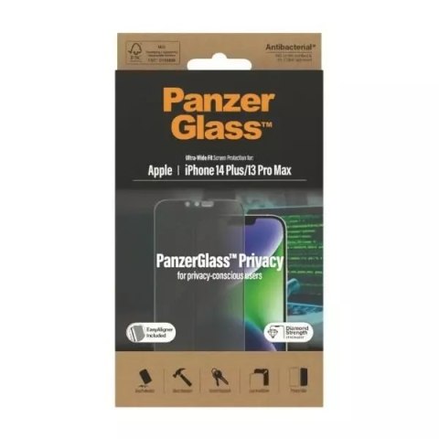 PanzerGlass Szkło PanzerGlass Ultra-Wide Fit do iPhone 14 Plus / 13 Pro Max 6,7" Privacy Screen Protection Antibacterial Easy Aligner Includ PanzerGlass Szkło PanzerGlass Ultra-Wide Fit do iPhone 14 Plus / 13 Pro Max 6,7" Privacy Screen Protection Antibacterial Easy Aligner Includ