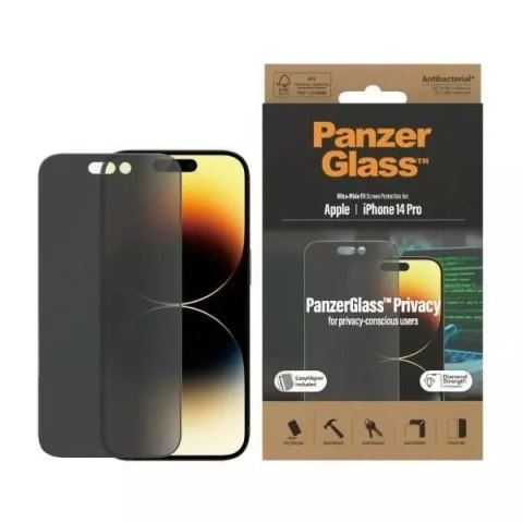 PanzerGlass Szkło PanzerGlass Ultra-Wide Fit do iPhone 14 Pro 6,1" Privacy Screen Protection Antibacterial Easy Aligner Included P2784 PanzerGlass Szkło PanzerGlass Ultra-Wide Fit do iPhone 14 Pro 6,1" Privacy Screen Protection Antibacterial Easy Aligner Included P2784