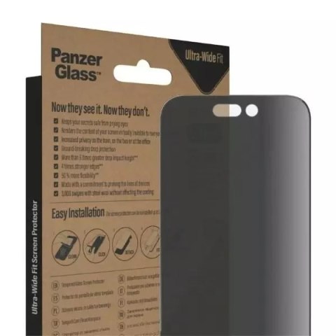 PanzerGlass Szkło PanzerGlass Ultra-Wide Fit do iPhone 14 Pro 6,1" Privacy Screen Protection Antibacterial Easy Aligner Included P2784 PanzerGlass Szkło PanzerGlass Ultra-Wide Fit do iPhone 14 Pro 6,1" Privacy Screen Protection Antibacterial Easy Aligner Included P2784