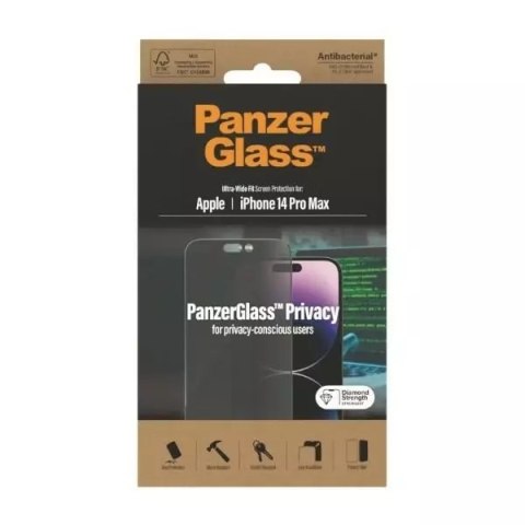 PanzerGlass Szkło PanzerGlass Ultra-Wide Fit do iPhone 14 Pro Max 6,7" Privacy Screen Protection Antibacterial P2774 PanzerGlass Szkło PanzerGlass Ultra-Wide Fit do iPhone 14 Pro Max 6,7" Privacy Screen Protection Antibacterial P2774