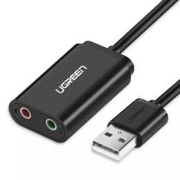 UGreen Adapter UGREEN zewnętrzna karta dźwiękowa muzyczna USB - 3,5 mm mini jack 15cm czarny (30724)